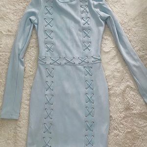 Oh Polly Blue Suede dress US 4